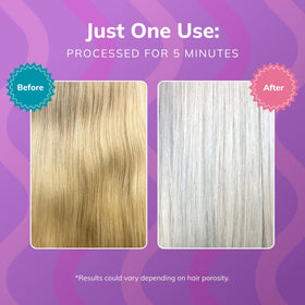 Application of Fanola No Yellow on blonde hair demonstrating visible brass reduction
