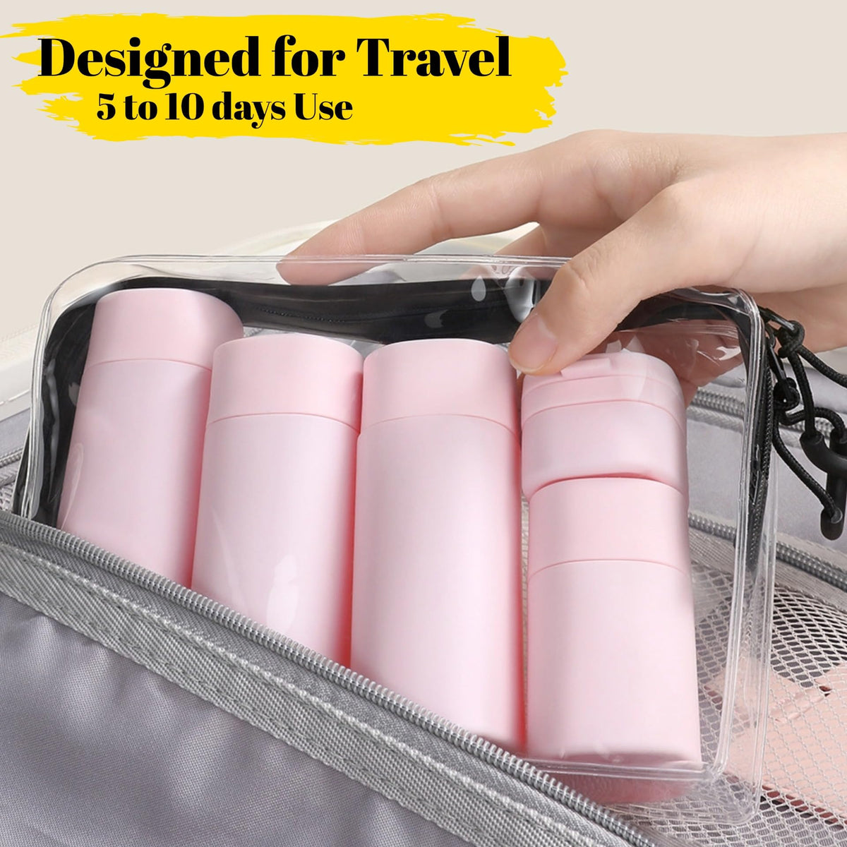 FANPOI clear bag in airport security bin for fast screening