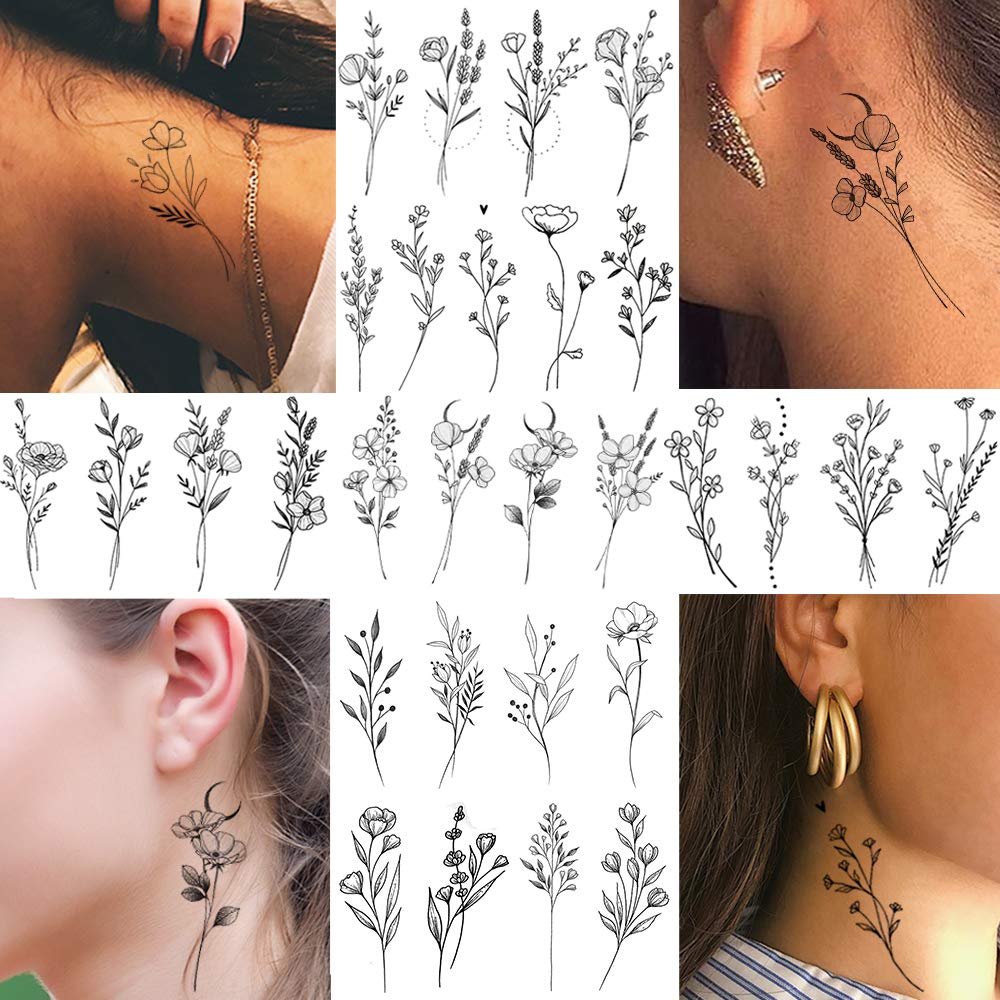 FANRUI close-up of tiny branch lavender tattoo detail showing realistic texture