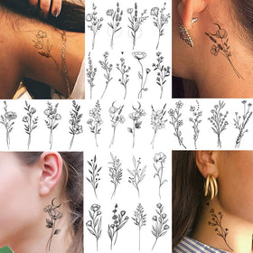 FANRUI close-up of tiny branch lavender tattoo detail showing realistic texture