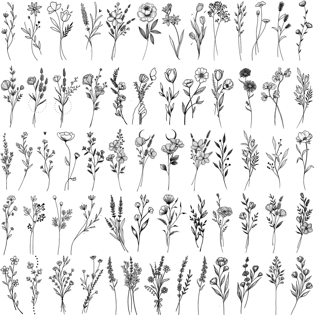 FANRUI front packaging showing 15 small black floral tattoo sheets for styling