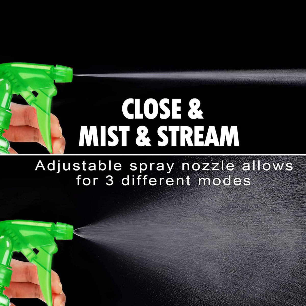 FANSTINOW close-up nozzle showing adjustable mist-to-stream control benefit