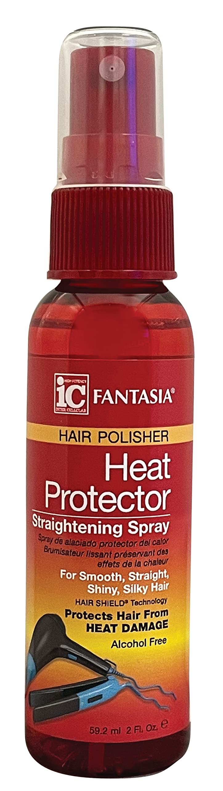 Fantasia IC heat protector front packaging showing three 2 oz bottles, travel-friendly protection