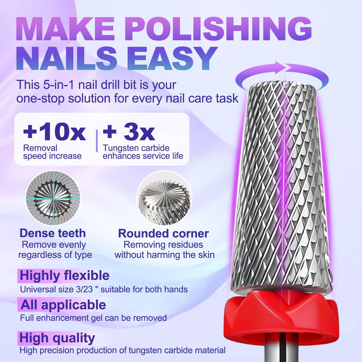 FANTEXY bit mounted in a nail drill illustrating plug-and-play usability
