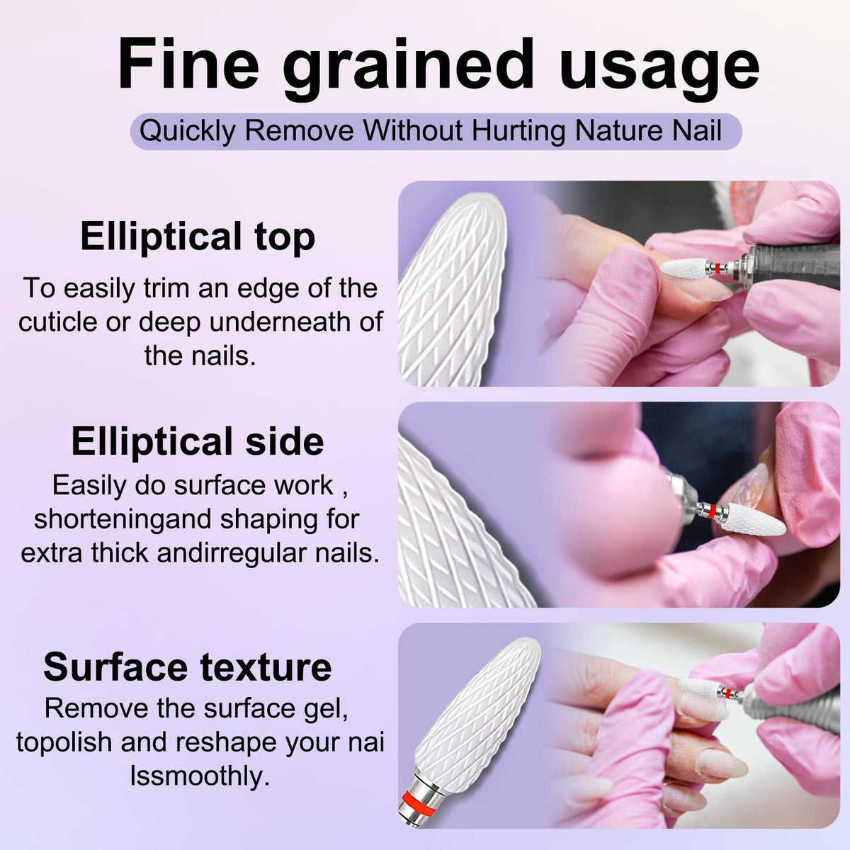 FANTEXY fine bit smoothing acrylic nail surface for refined finish