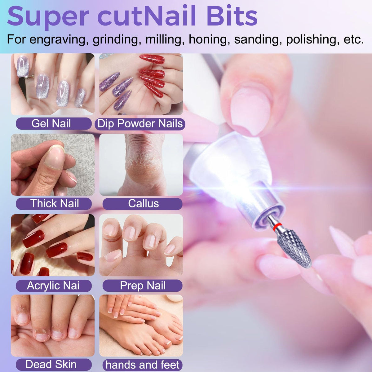 FANTEXY bit in salon drill in use enabling controlled acrylic reduction