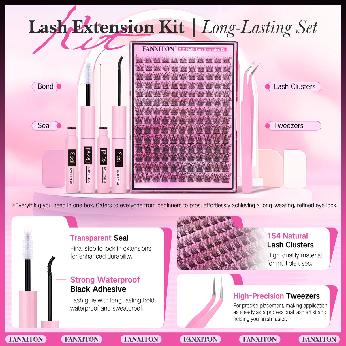 FANXITON close-up of lash cluster texture for natural blending