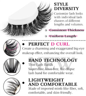 FANXITON close-up of individual mink-like lash clusters highlighting soft matte fibers and volume