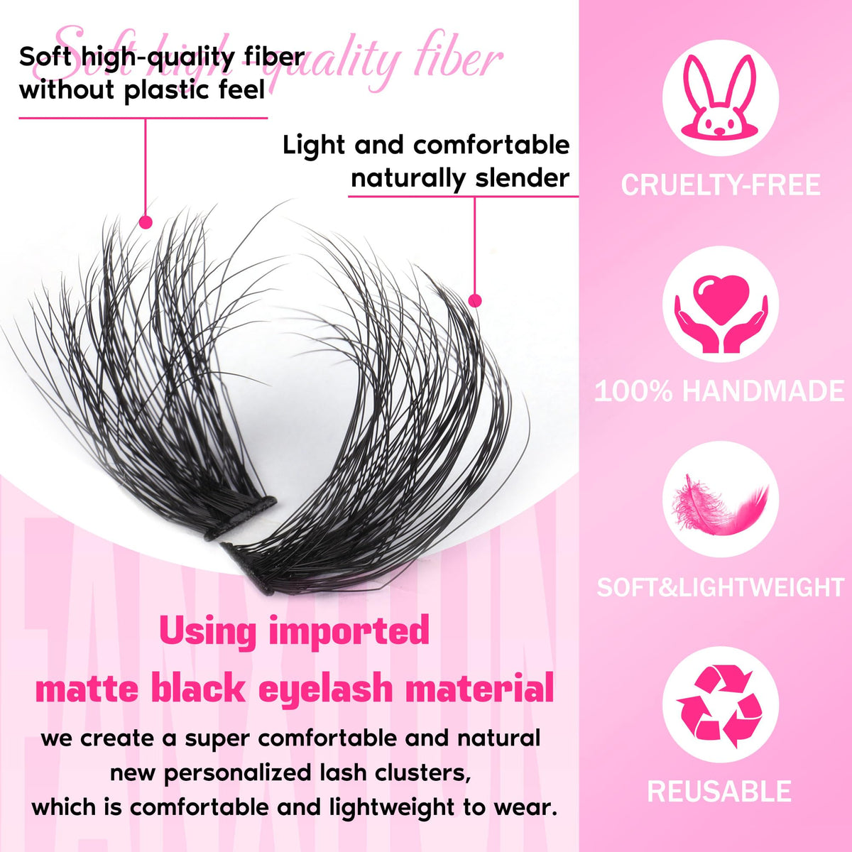 FANXITON cluster close-up showing soft synthetic fiber texture for comfortable wear and natural feel