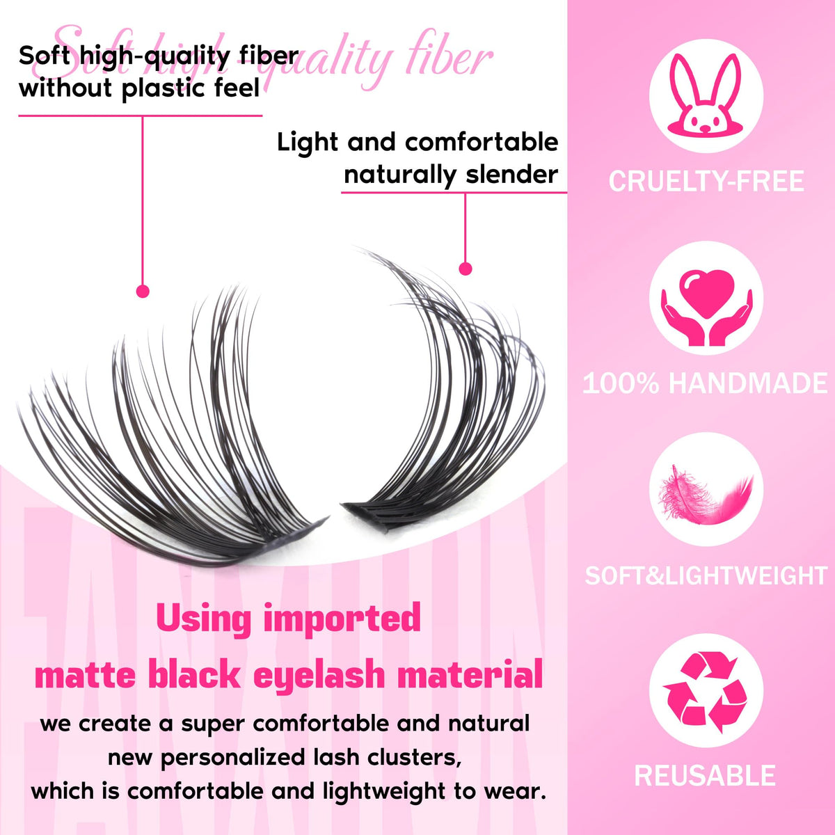 FANXITON lash clusters held with tweezers demonstrating simple placement