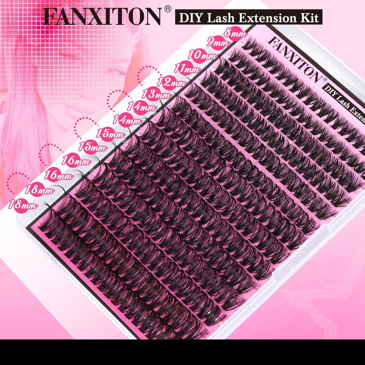 FANXITON side-by-side natural lash versus cluster demonstrating instant thickness