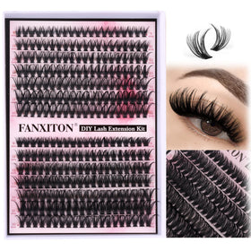 FANXITON front packaging showing 280 cluster lashes and mix benefits