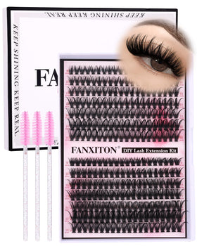 FANXITON front packaging showing full 280-piece cluster kit and brushes for at-home styling