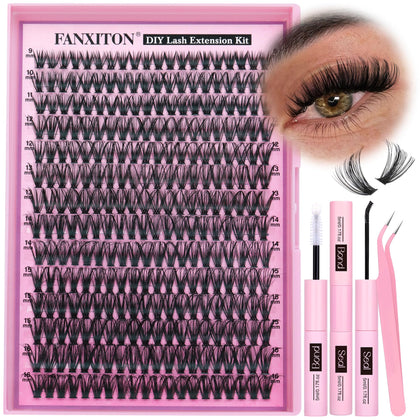 FANXITON front packaging showing full DIY lash kit and contents for at-home volume