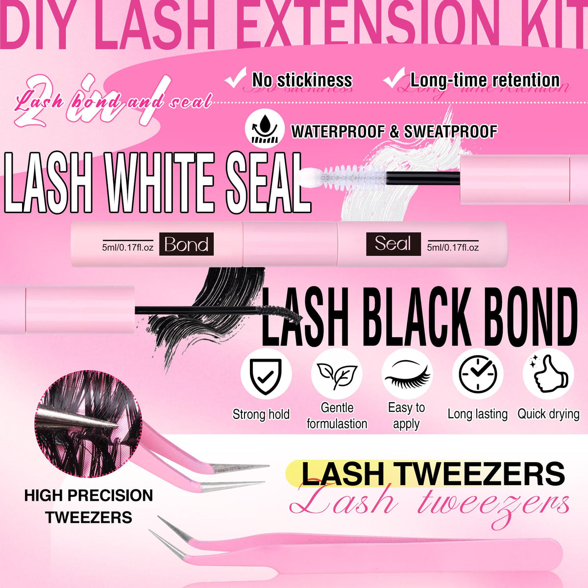 FANXITON lash bond and seal bottles displayed to show adhesive and finishing liquid