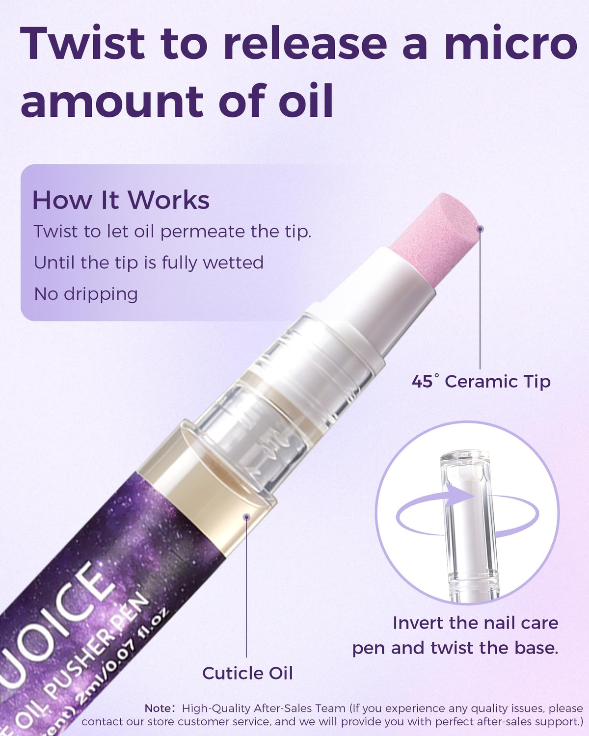 Faouoice ceramic tip close-up showing textured surface for gentle cuticle lifting benefit