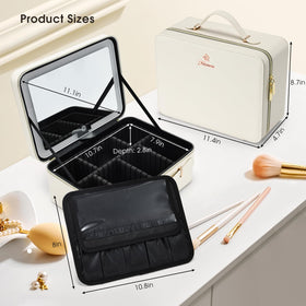 Faquenc in a travel scene on a hotel vanity for convenient touch-ups while traveling