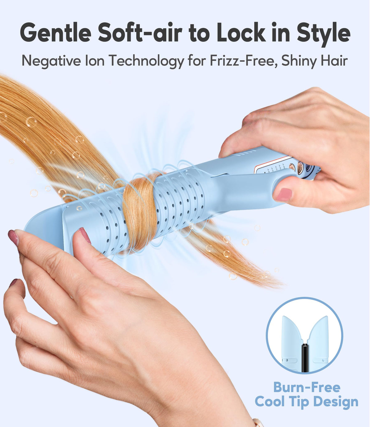 Farery Chill Set 45° plate angle closeup demonstrating ergonomic opening for precise styling