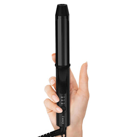 FARERY front view of mini curling iron showing compact design and controls