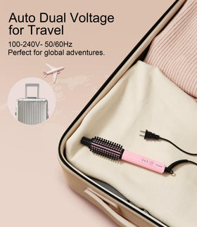 FARERY dual-voltage label close-up showing travel-ready 100–240V convenience