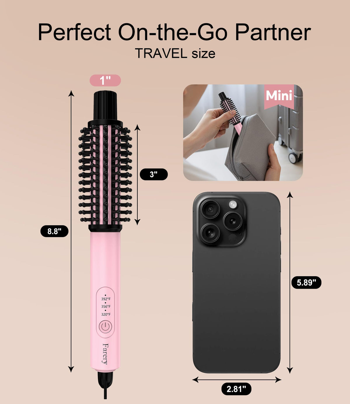 FARERY brush in hand styling short hair for quick salon-like touch-ups