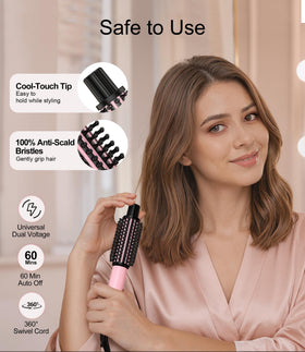 FARERY brush beside hand for size comparison and easy travel benefit