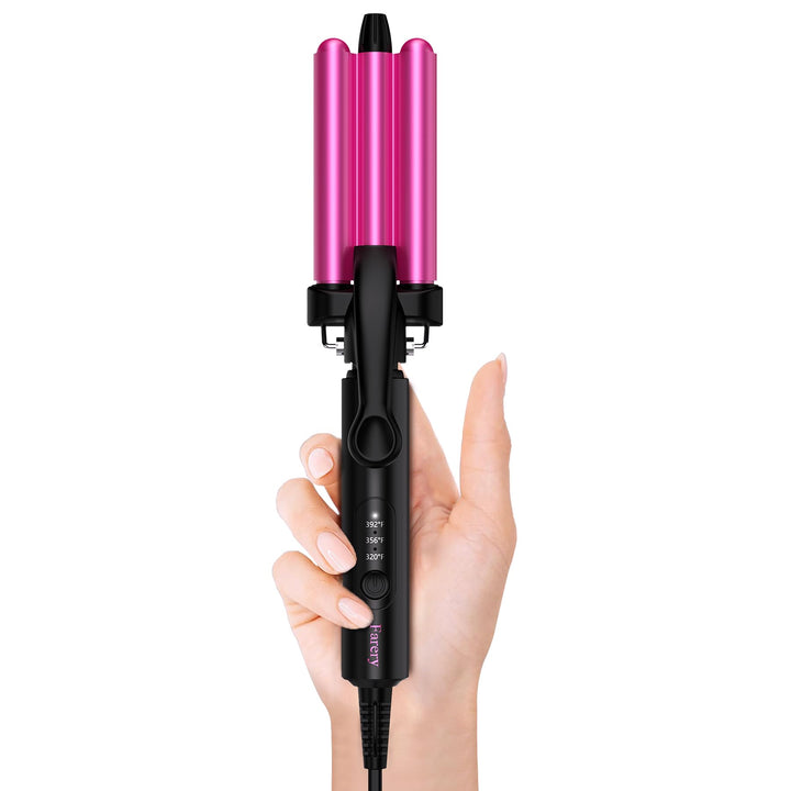 FARERY front view of mini 3 barrel waver showing compact design and pouch benefit