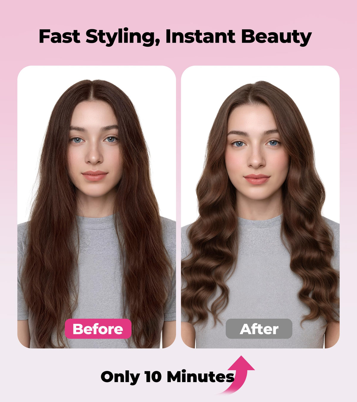 FARERY wand in hand styling long hair delivering controlled, glossy waves