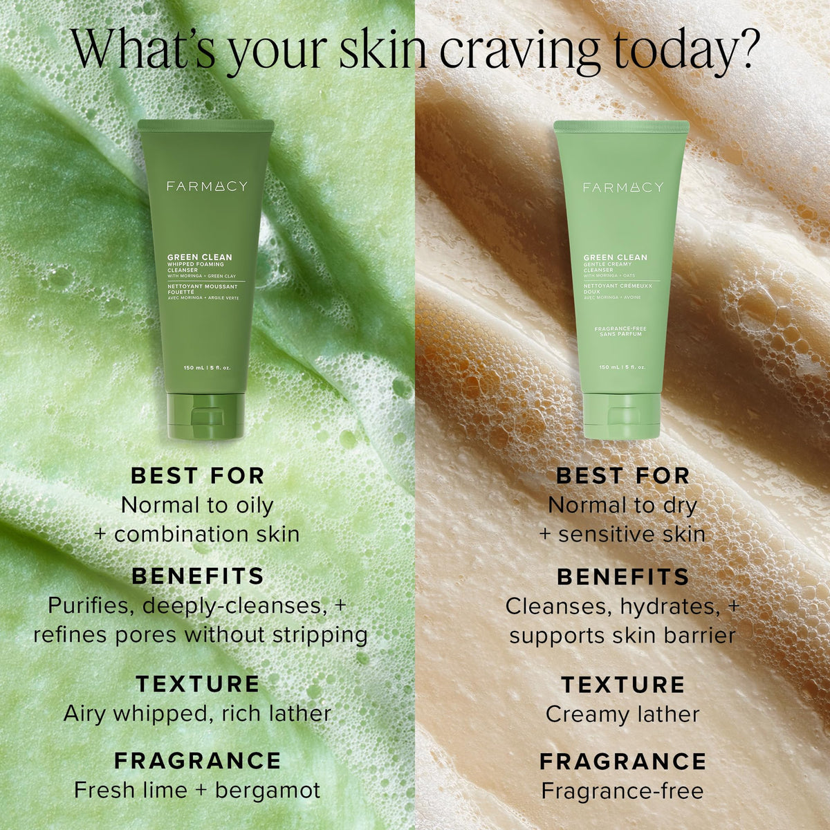 Farmacy cleanser staged in bathroom lifestyle shot showing real routine, calming skincare ritual benefit