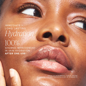 Farmacy closeup label highlighting hyaluronic acid and peptide benefits