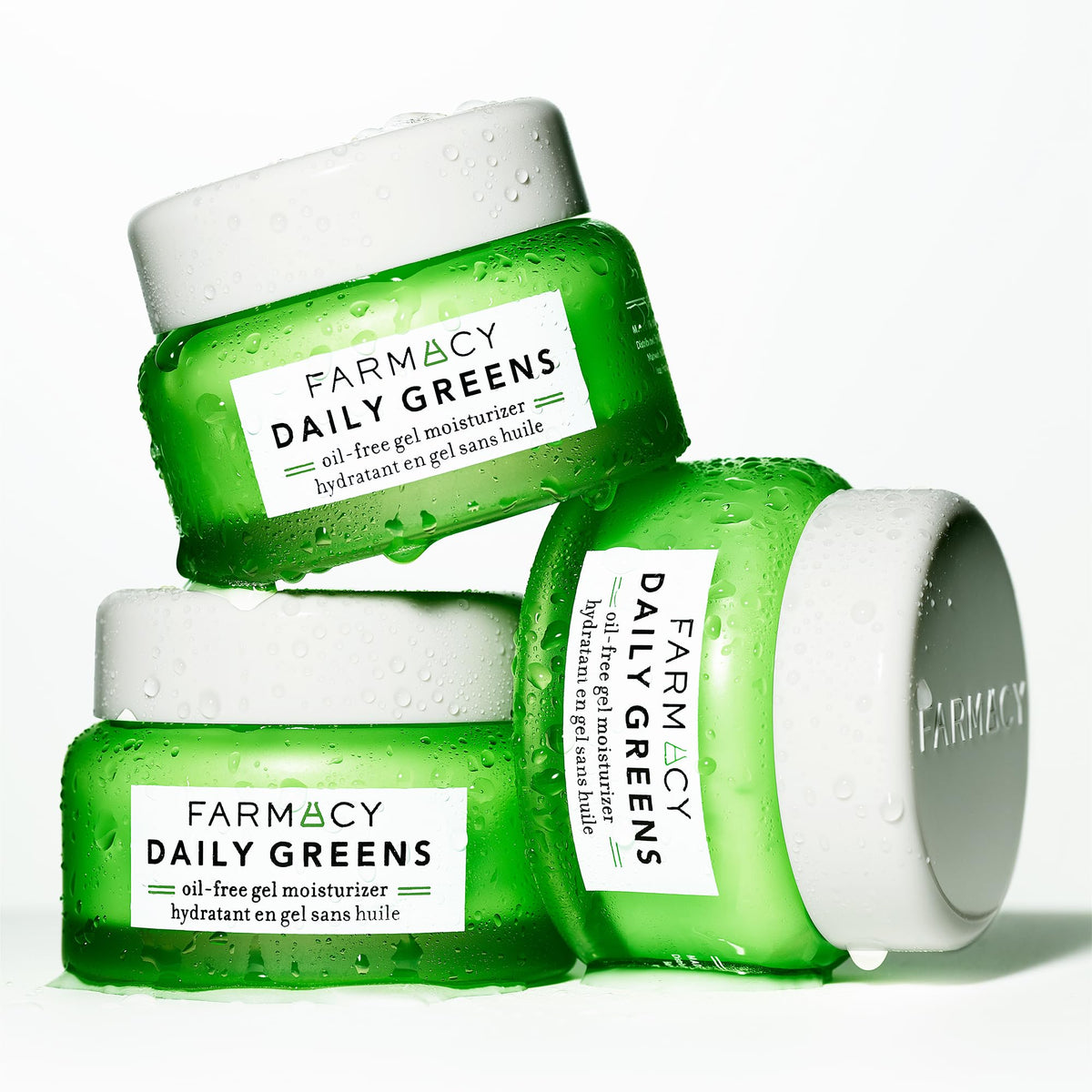 Farmacy Daily Greens dispensing gel from jar to demonstrate easy application