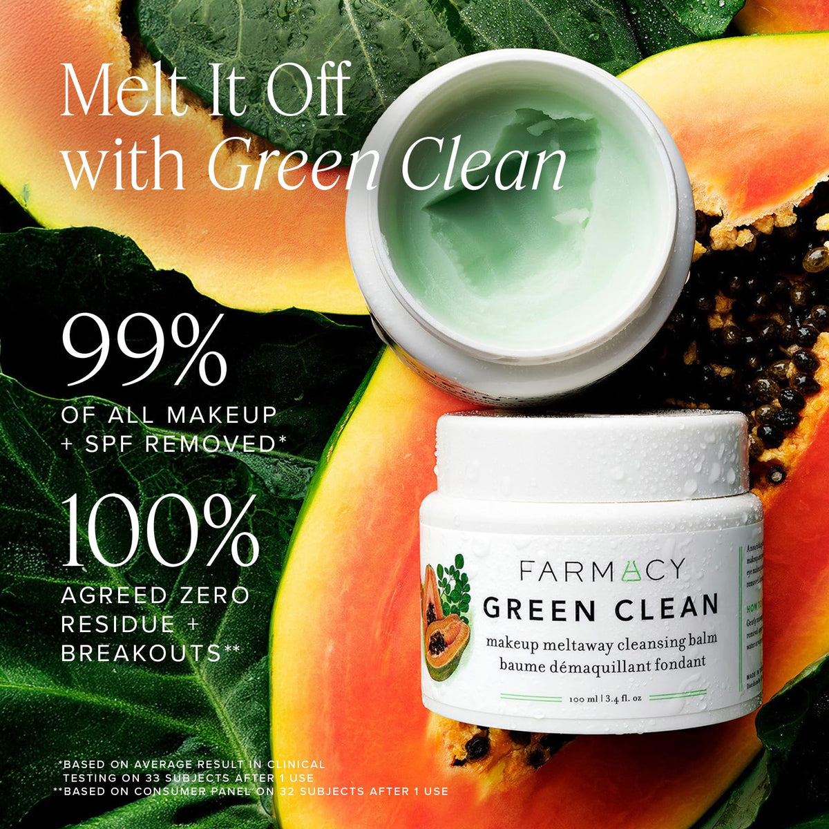 Farmacy close-up of balm texture showing creamy solid-to-oil benefit