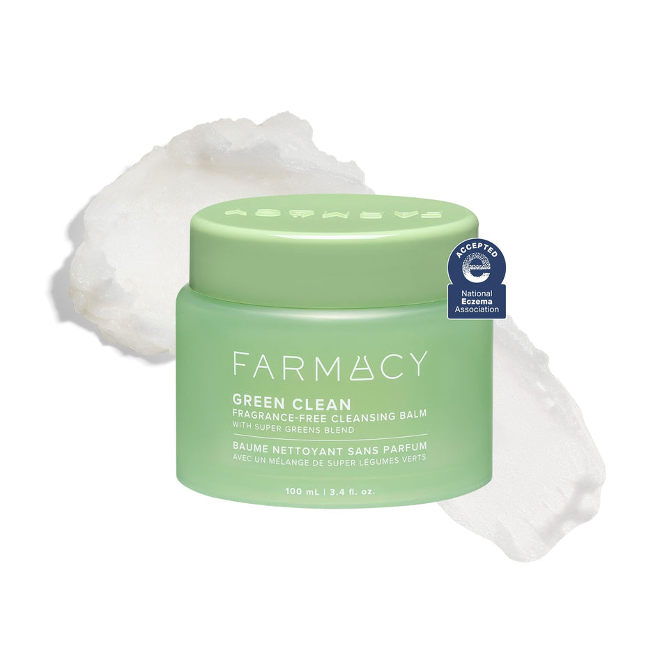 Farmacy jar front view showing label and travel-friendly 100ml size, promotes gentle removal