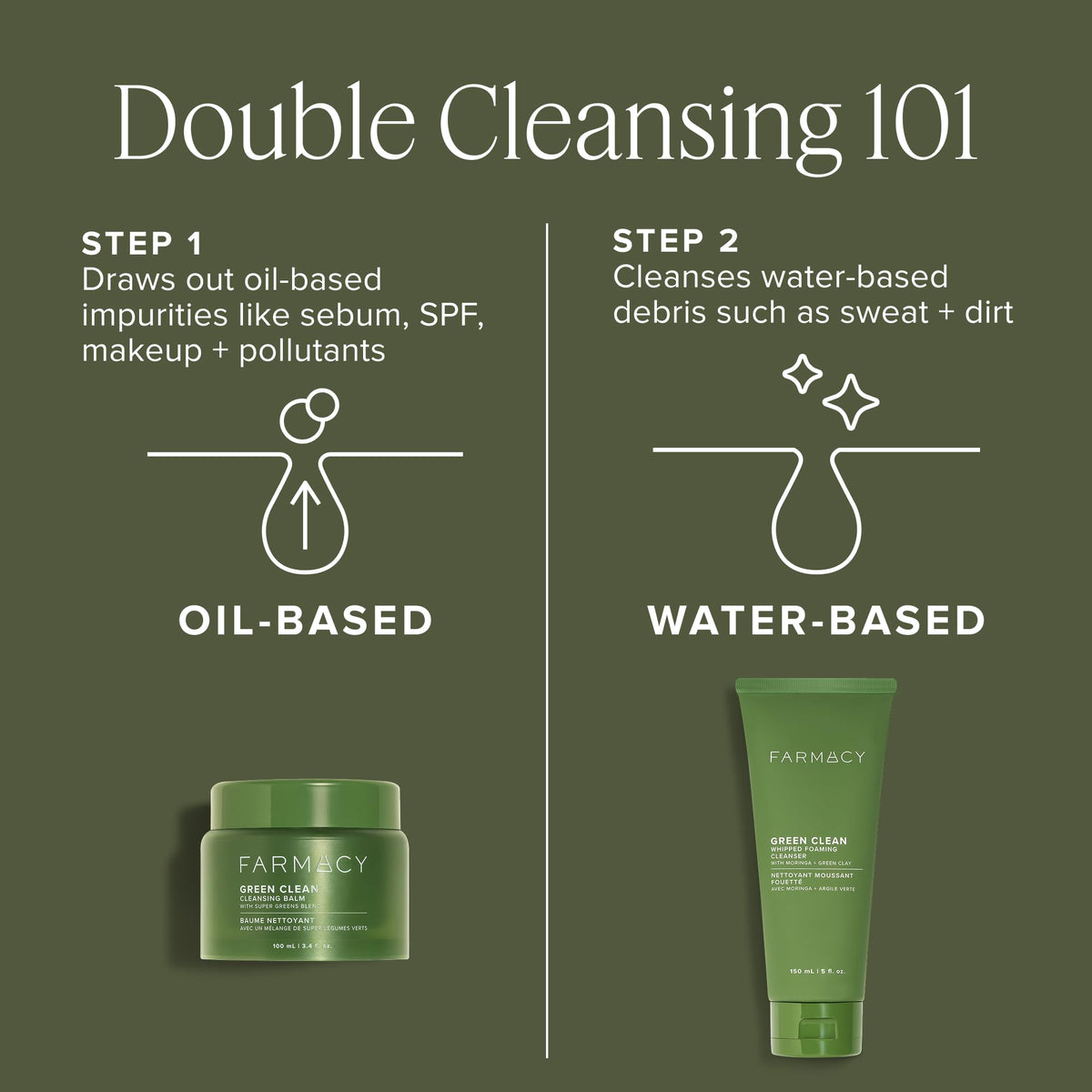 Farmacy balm on bathroom counter in routine showing soothing cleanse