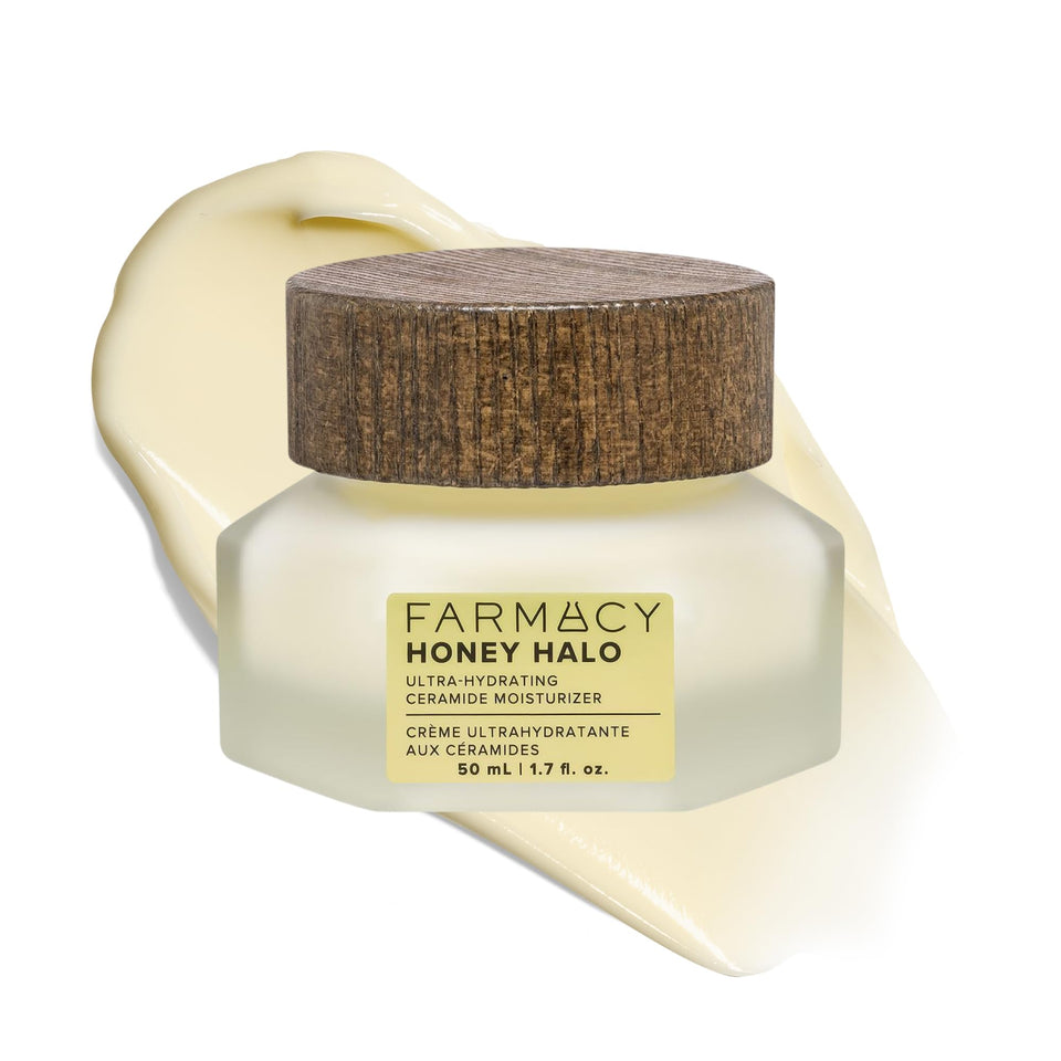 Farmacy Honey Halo front jar showing product and branding for instant hydration