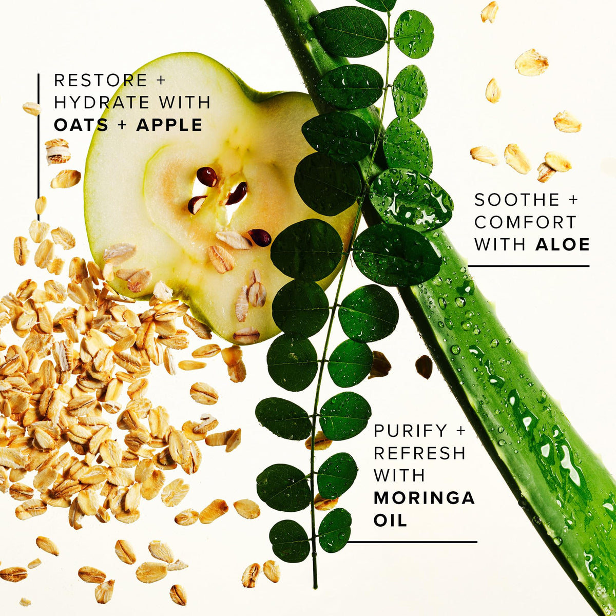 Farmacy aloe and moringa oil ingredients emphasizing soothing benefits