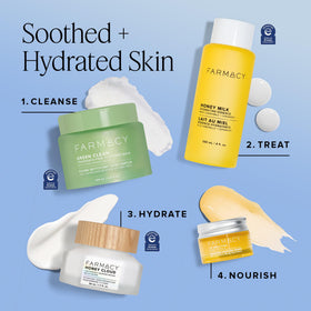 Farmacy ingredients with honey and calendula emphasizing soothing benefits
