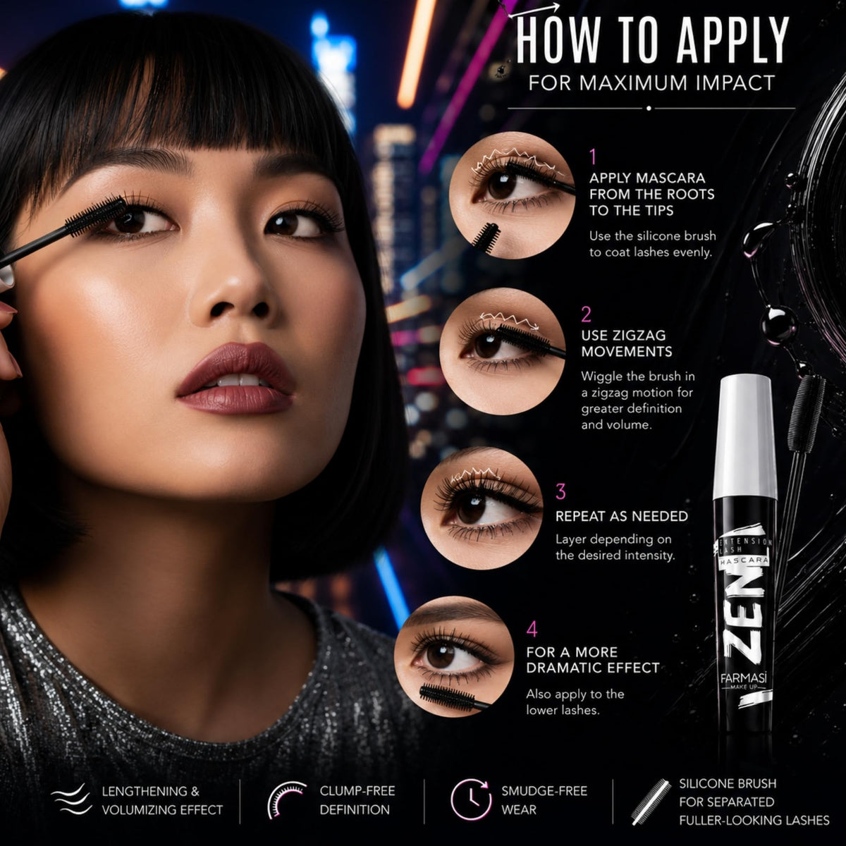 FARMASi before and after lashes showing length and volume