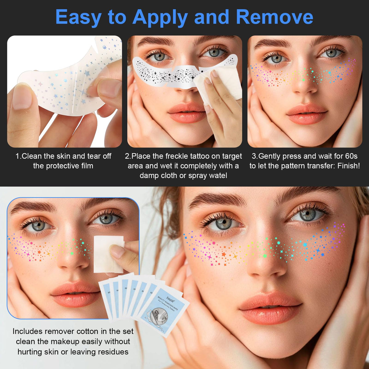FASBET application demonstration on cheek showing quick peel-and-stick convenience