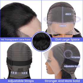 FASCARA wig interior showing combs and adjustable elastic band for secure fit