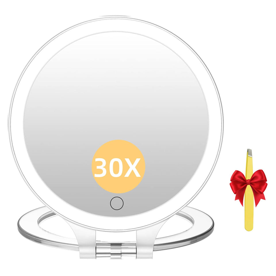 FASCINATE front view showing compact travel-ready mirror and sleek acrylic frame benefit portable elegance