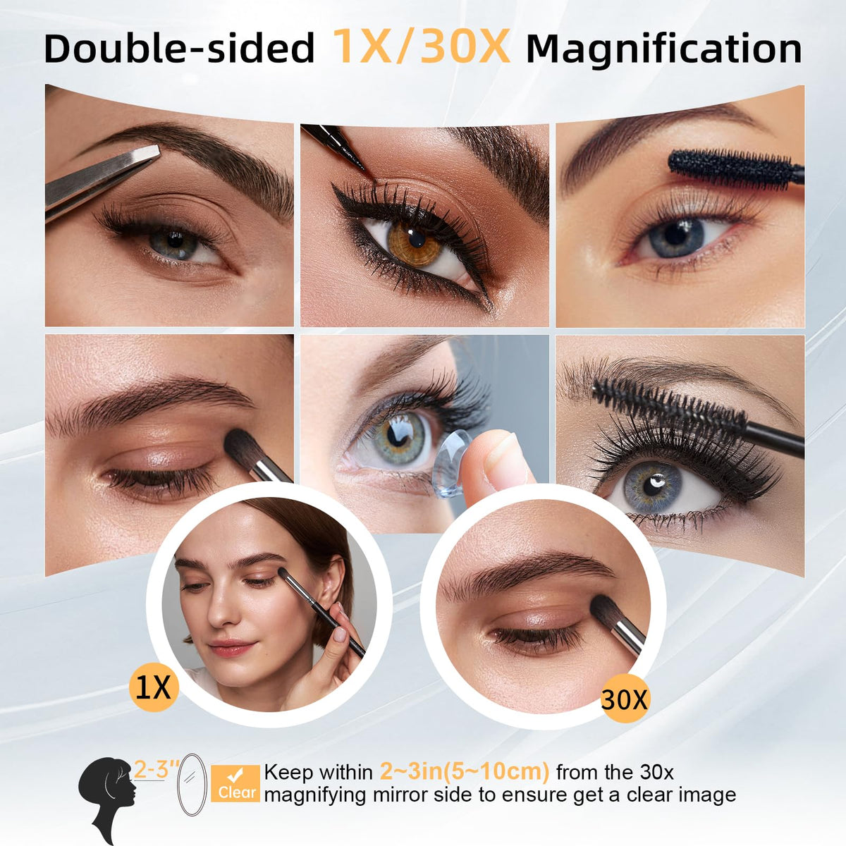 FASCINATE in use applying mascara with LED light showing clearer visibility and flawless application benefit