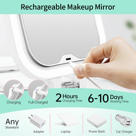 FASCINATE packaged mirror with Type-C cable included for easy recharging on the go