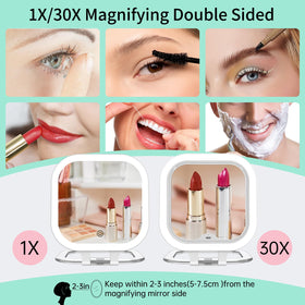 FASCINATE mirror on rotating stand angled for tabletop use offering stable hands-free application