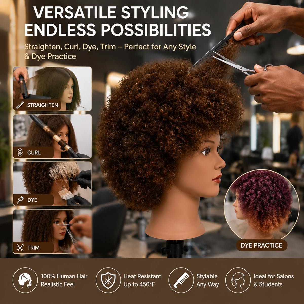 FASHION COLOR CARE hands braiding the mannequin hair to show practical styling benefit