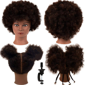 FASHION COLOR CARE front view Afro mannequin head showing realistic curls and styling benefit
