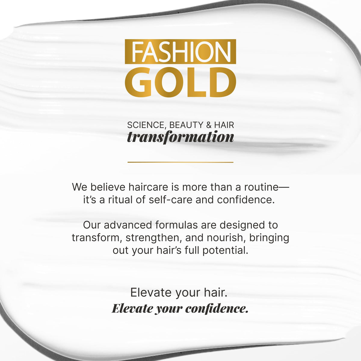 Fashion Gold finished hair lifestyle shot showing sleek smooth manageable hair