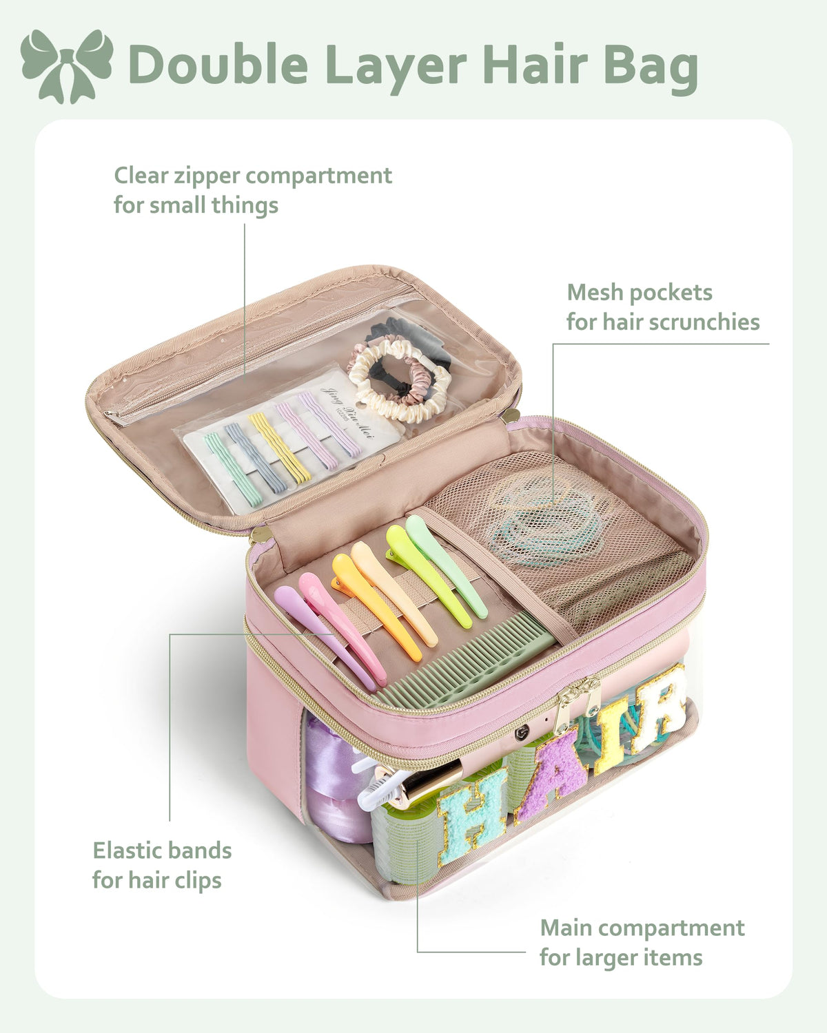 Fasrom upper compartment with elastic bands organizing small accessories