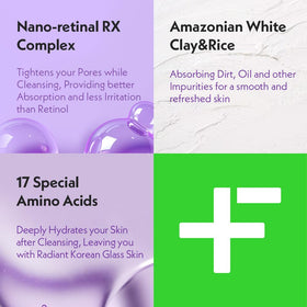 Fation Nosca9 ingredients shot with white clay and tannin complex highlighted
