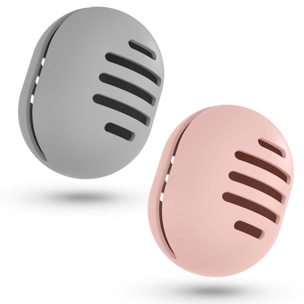 Fauxomor front view packaging showing grey and pink holders for neat travel storage